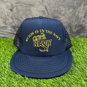 Vintage My Son Is In The Navy Blue Mesh Snapback Hat Cap Adjustable Adult Mens